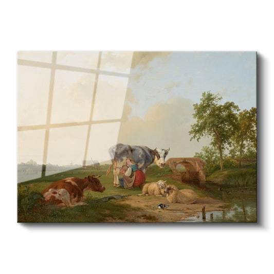 Aelbert Cuyp - Çayırda Hayvanlar Cam Tablo