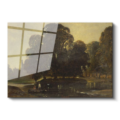 John Constable - Göl Kenarında Ağaçlar Cam Tablo
