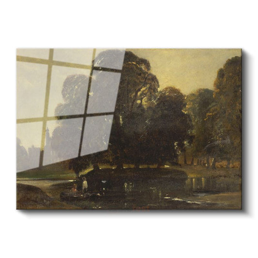 John Constable - Göl Kenarında Ağaçlar Cam Tablo