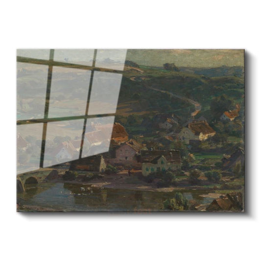 Theodore Rousseau - Kırsal Köy Manzarası Cam Tablo
