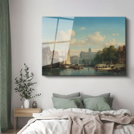 Johannes Vermeer - Hollanda Kanalı Cam Tablo