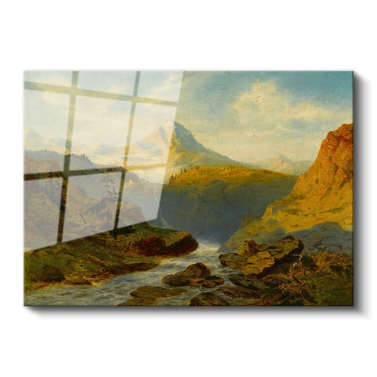 Albert Bierstadt - Dağ Vadisi Cam Tablo