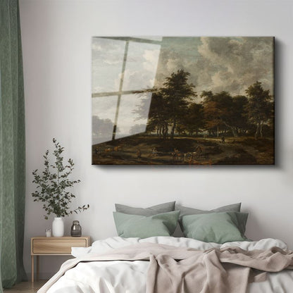 Jacob van Ruisdael - Ağaçlık Manzara Cam Tablo