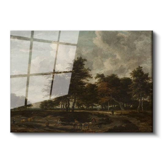 Jacob van Ruisdael - Ağaçlık Manzara Cam Tablo