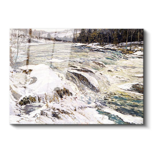 George Wesley Bellows - Kış Nehri Cam Tablo