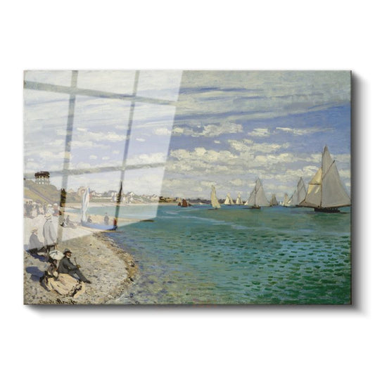Claude Monet - Sainte-Adresse Plajı Cam Tablo