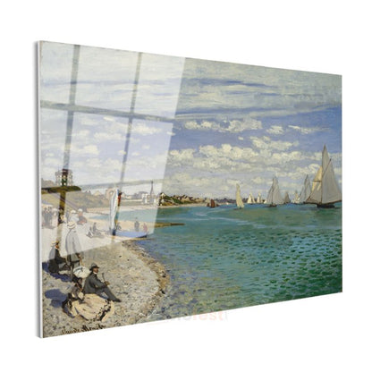Claude Monet - Sainte-Adresse Plajı Cam Tablo