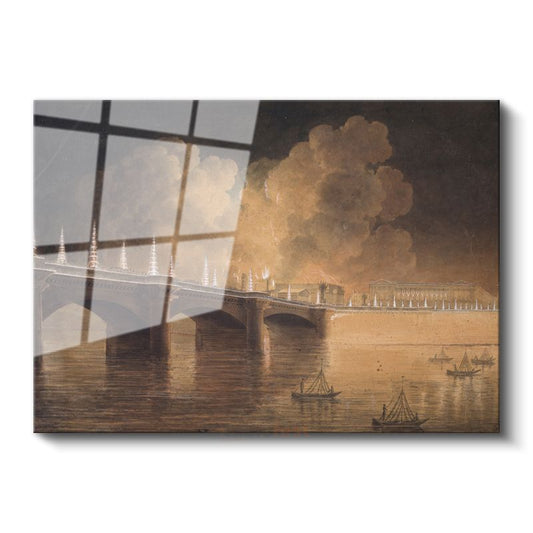Joseph Mallord William Turner - Londra Köprüsü Gece Görünümü Cam Tablo
