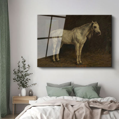 Rosa Bonheur - Beyaz At Cam Tablo