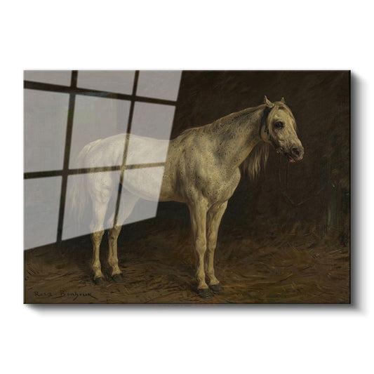 Rosa Bonheur - Beyaz At Cam Tablo