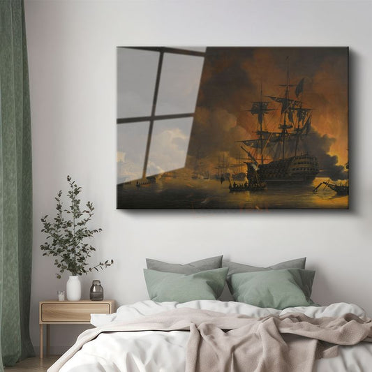 Joseph Mallord William Turner - Deniz Savaşı Cam Tablo