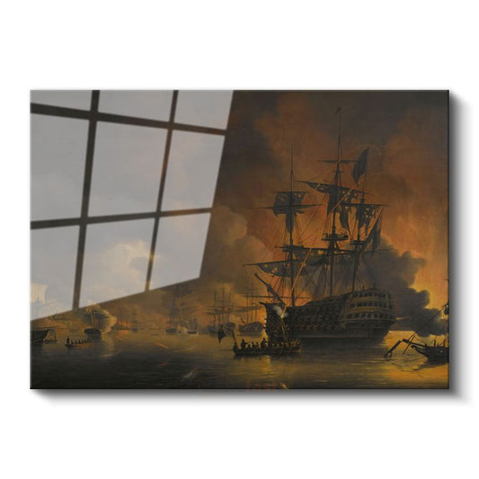Joseph Mallord William Turner - Deniz Savaşı Cam Tablo