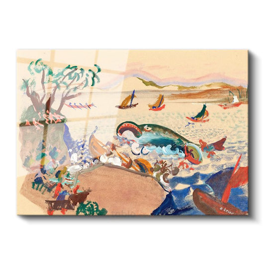 Gustave Loiseau - Renkli Sahil Manzarası Cam Tablo