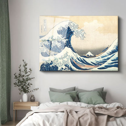 Katsushika Hokusai - Kanagawa'daki Büyük Dalga Cam Tablo
