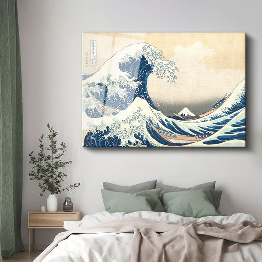 Katsushika Hokusai - Kanagawa'daki Büyük Dalga Cam Tablo