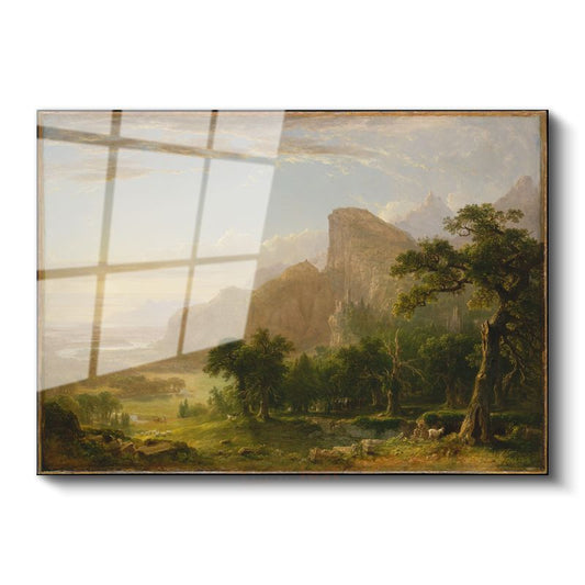 Albert Bierstadt - Vadideki Ağaçlar Cam Tablo