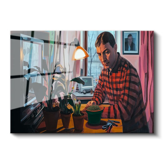 Daniil Antropov - Çiçek Yetiştiren Adam Cam Tablo