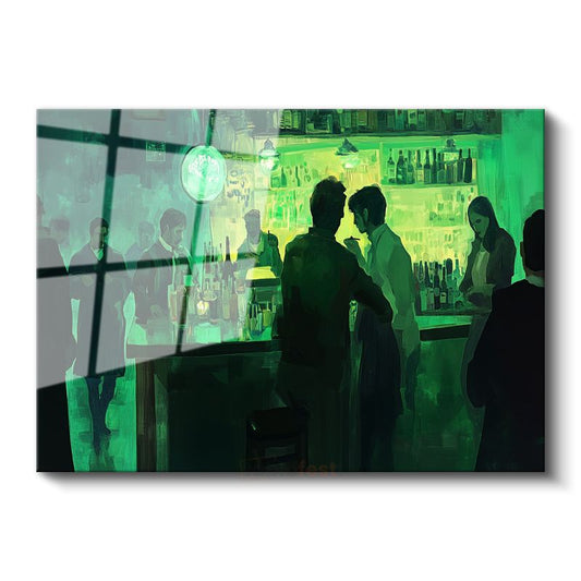 Edward Hopper - Yeşil Bar Cam Tablo