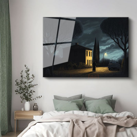 René Magritte - Gece Evi Cam Tablo