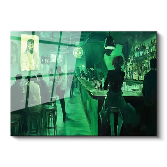 Midjourney - Yeşil Bar Cam Tablo
