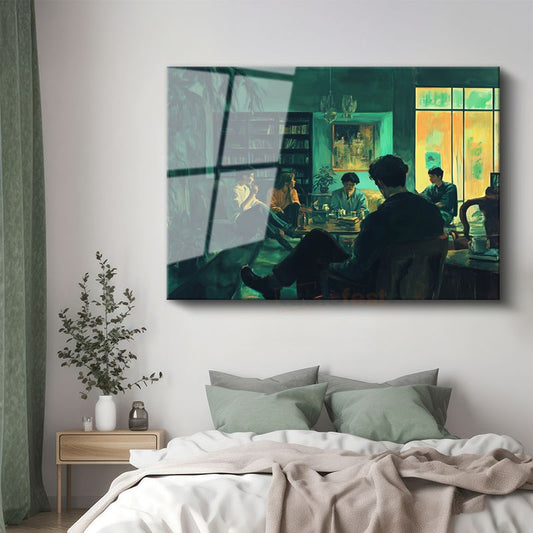 Midjourney - Gece Toplantısı Cam Tablo