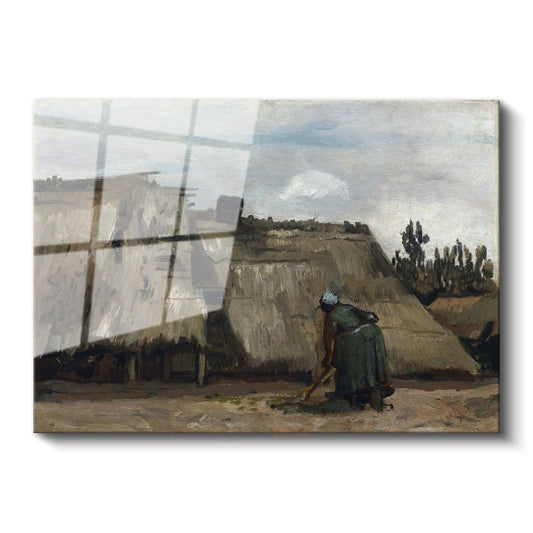 Vincent van Gogh - Saman Çatılı Kulübe Cam Tablo
