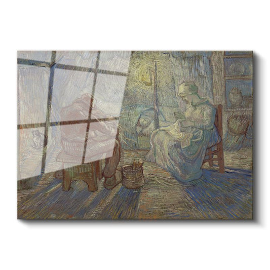 Vincent van Gogh - Akşam: Lambanın Işığında Cam Tablo