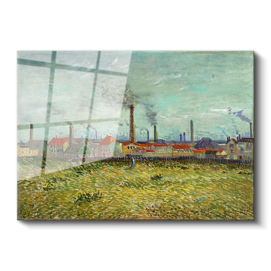 Vincent van Gogh - Fabrikalar Manzarası Cam Tablo
