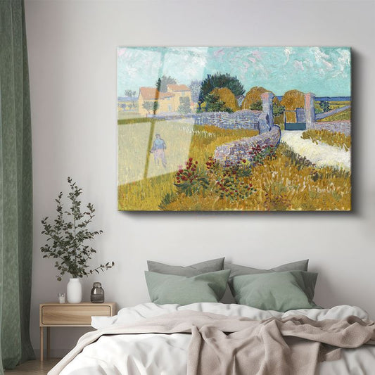 Vincent van Gogh - Arles'teki Çiftlik Evi Cam Tablo