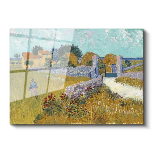 Vincent van Gogh - Arles'teki Çiftlik Evi Cam Tablo