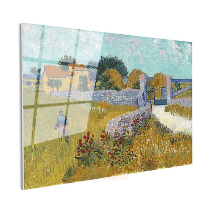 Vincent van Gogh - Arles'teki Çiftlik Evi Cam Tablo