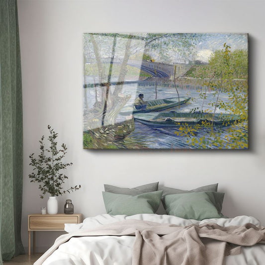 Vincent van Gogh - Seine Nehri Üzerinde Balıkçı Tekneleri Cam Tablo