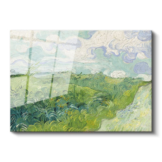 Vincent van Gogh - Yeşil Buğday Tarlaları Cam Tablo