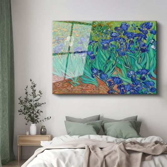 Vincent van Gogh - Süsenler Cam Tablo
