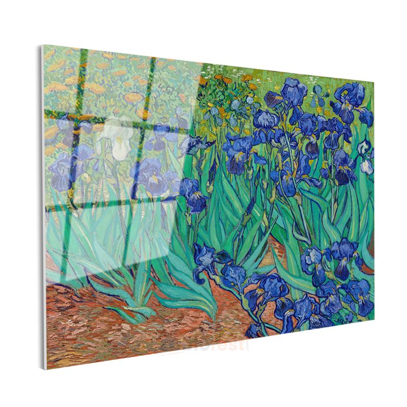 Vincent van Gogh - Süsenler Cam Tablo