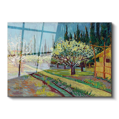 Vincent van Gogh - Çiçek Açan Meyve Bahçesi Cam Tablo