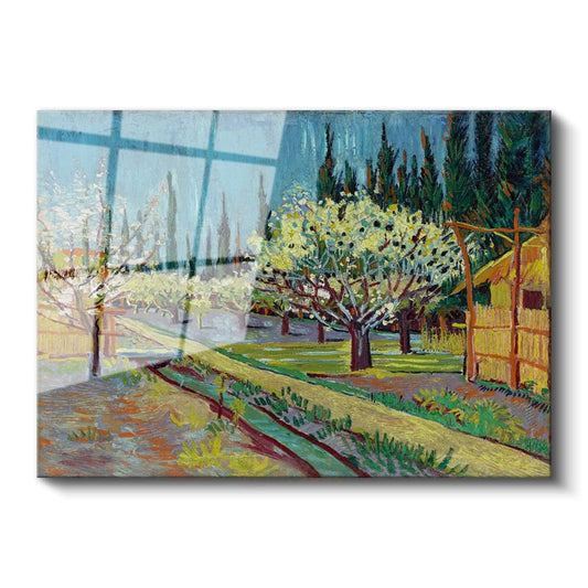 Vincent van Gogh - Çiçek Açan Meyve Bahçesi Cam Tablo