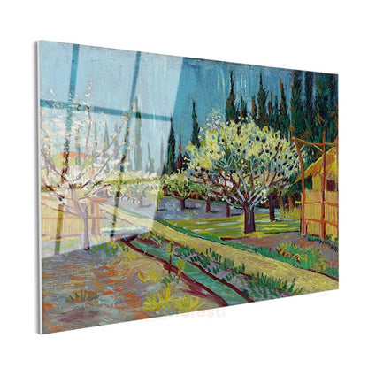 Vincent van Gogh - Çiçek Açan Meyve Bahçesi Cam Tablo