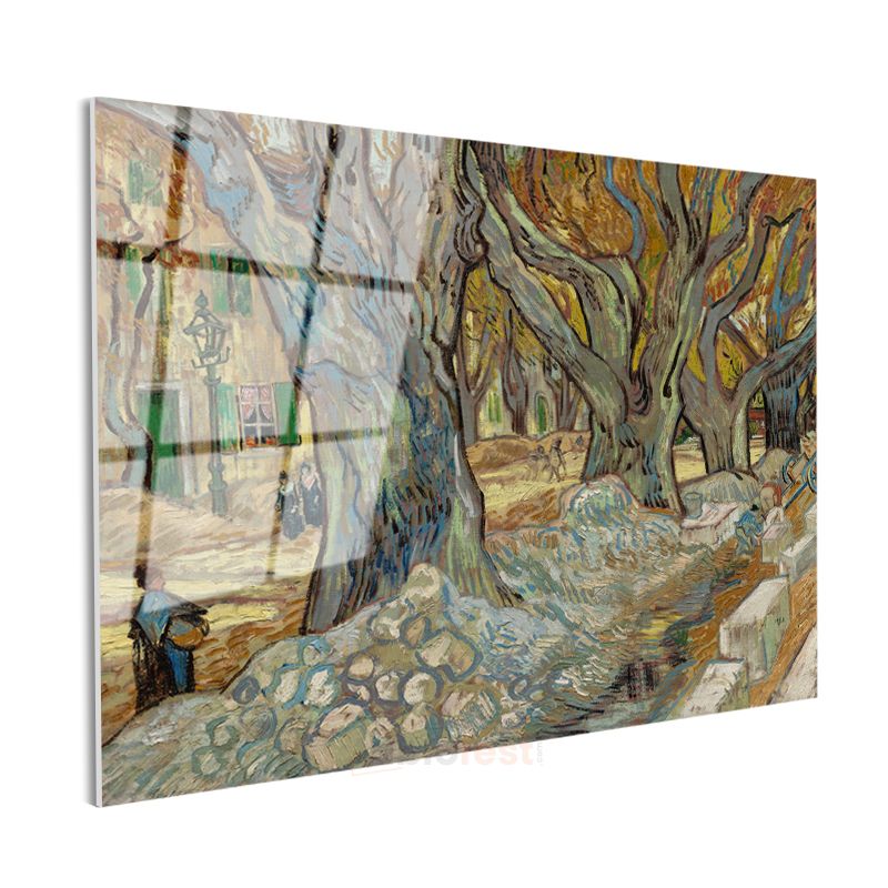 Vincent van Gogh - Büyük Çınarlar Cam Tablo