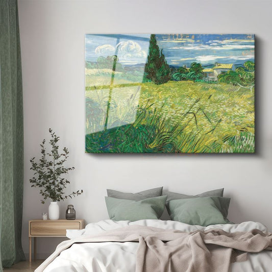 Vincent van Gogh - Servi Ağacı ve Buğday Tarlası Cam Tablo
