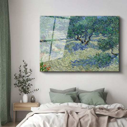 Vincent van Gogh - Zeytin Bahçesi Cam Tablo