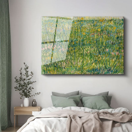 Vincent van Gogh - Çiçekli Çayır Cam Tablo