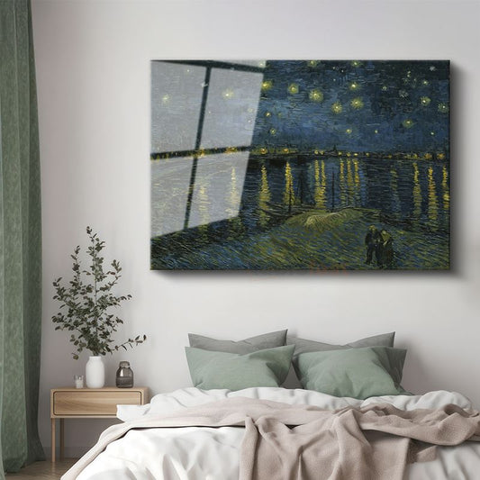 Vincent van Gogh - Rhône Üzerinde Yıldızlı Gece Cam Tablo