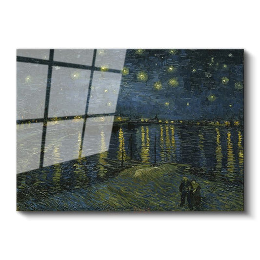 Vincent van Gogh - Rhône Üzerinde Yıldızlı Gece Cam Tablo