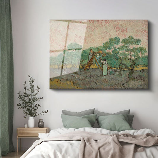 Vincent van Gogh - Zeytin Toplayan Kadınlar Cam Tablo