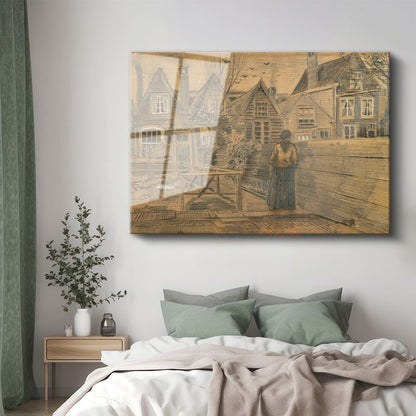 Vincent van Gogh - Antwerp'te Eski Evlerin Arka Bahçeleri Cam Tablo