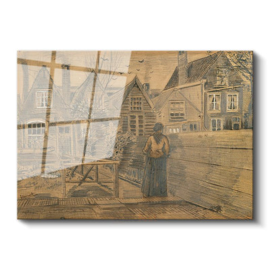Vincent van Gogh - Antwerp'te Eski Evlerin Arka Bahçeleri Cam Tablo