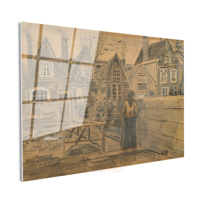 Vincent van Gogh - Antwerp'te Eski Evlerin Arka Bahçeleri Cam Tablo