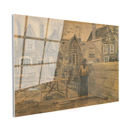 Vincent van Gogh - Antwerp'te Eski Evlerin Arka Bahçeleri Cam Tablo