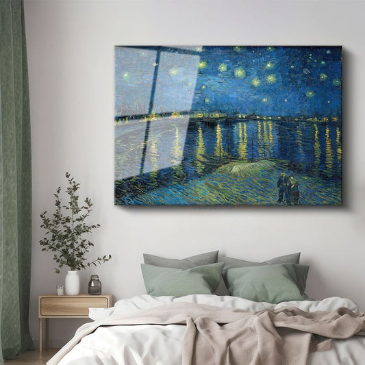 Vincent van Gogh - Rhône Üzerinde Yıldızlı Gece Cam Tablo